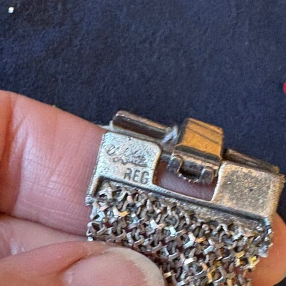 Vintage Rare Signed White Enamel Silvertone Mesh Bracelet Turquoise Star Accents - Picture 5 of 9